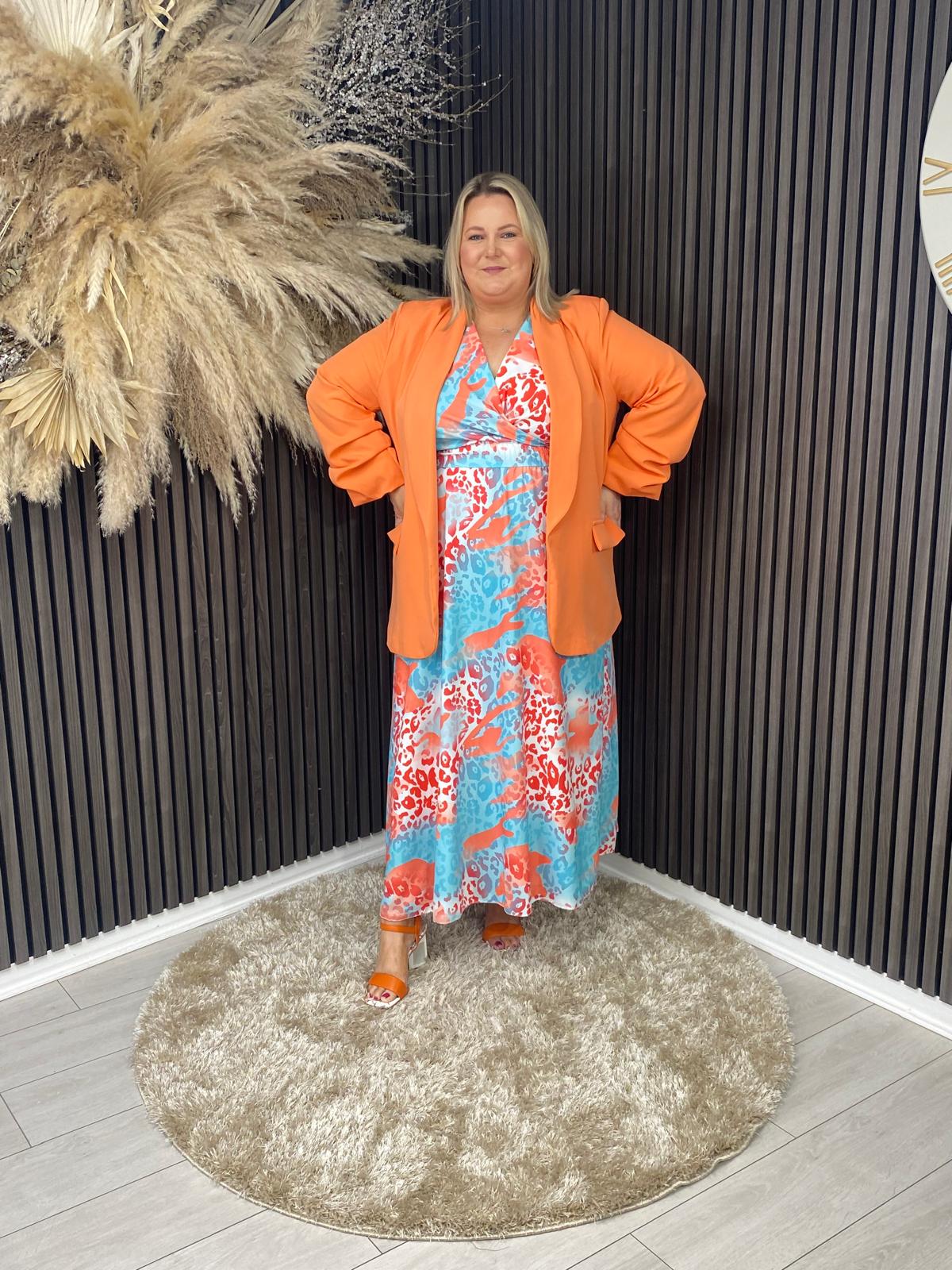 CERYS DRESS - BLUE/ORANGE
