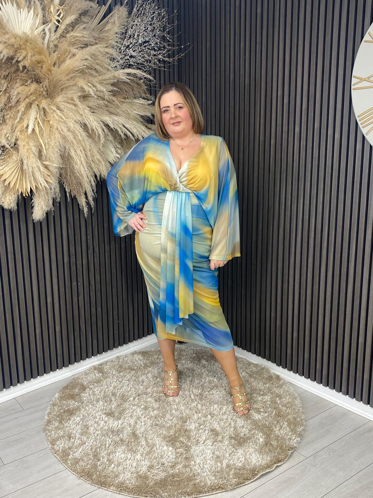 ANNEMARIE DRESS - BLUE/YELLOW