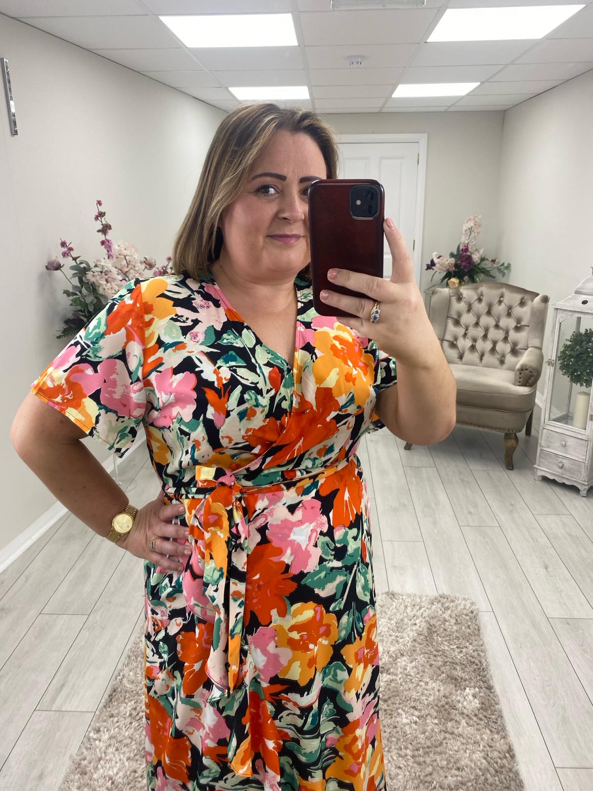 FARRAH DRESS - ORANGE FLORAL