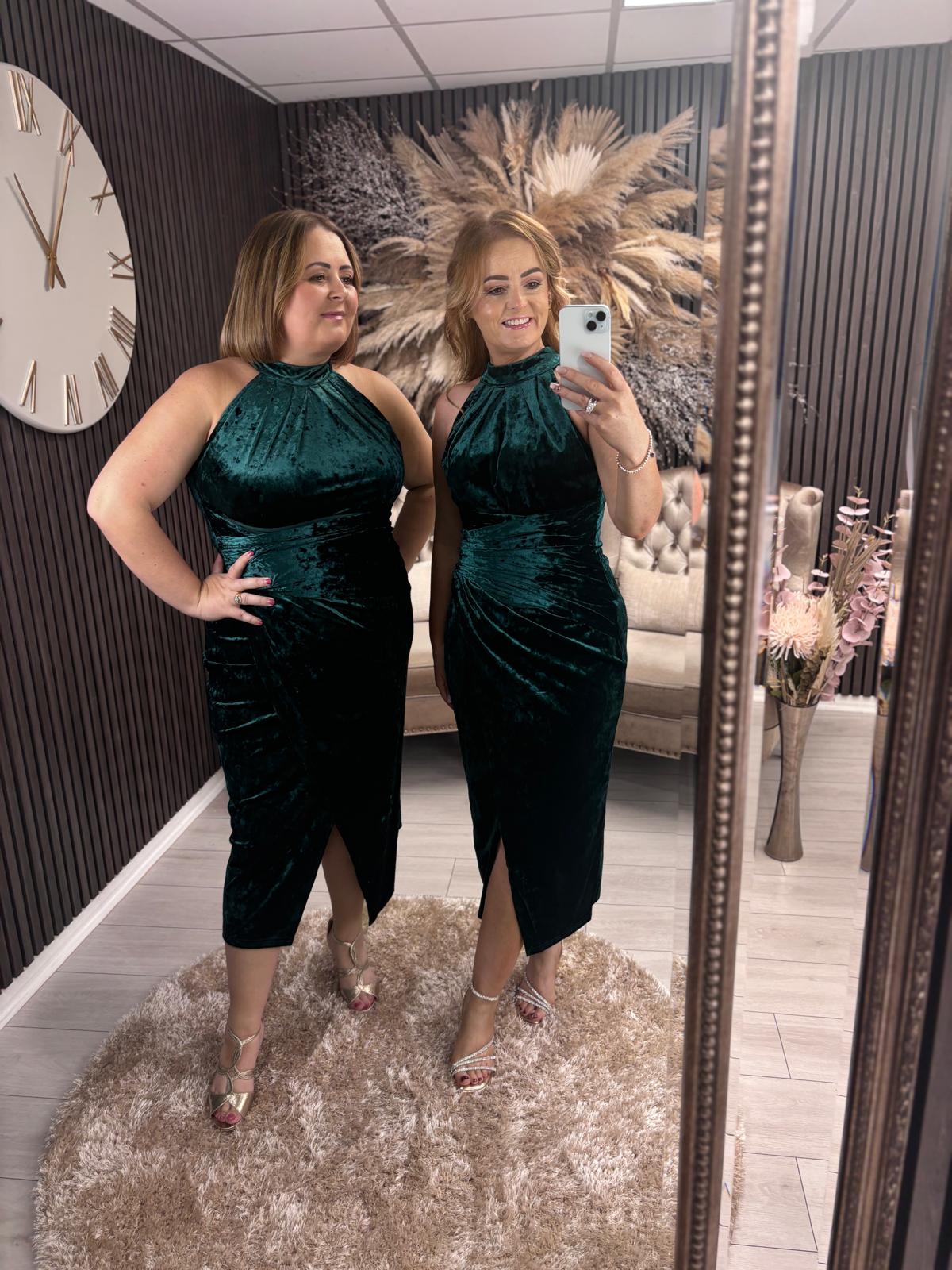 ALESSIA HALTER DRESS - GREEN