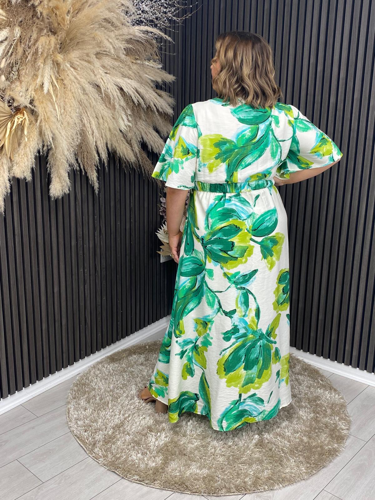 EVA DRESS - CREAM/GREEN