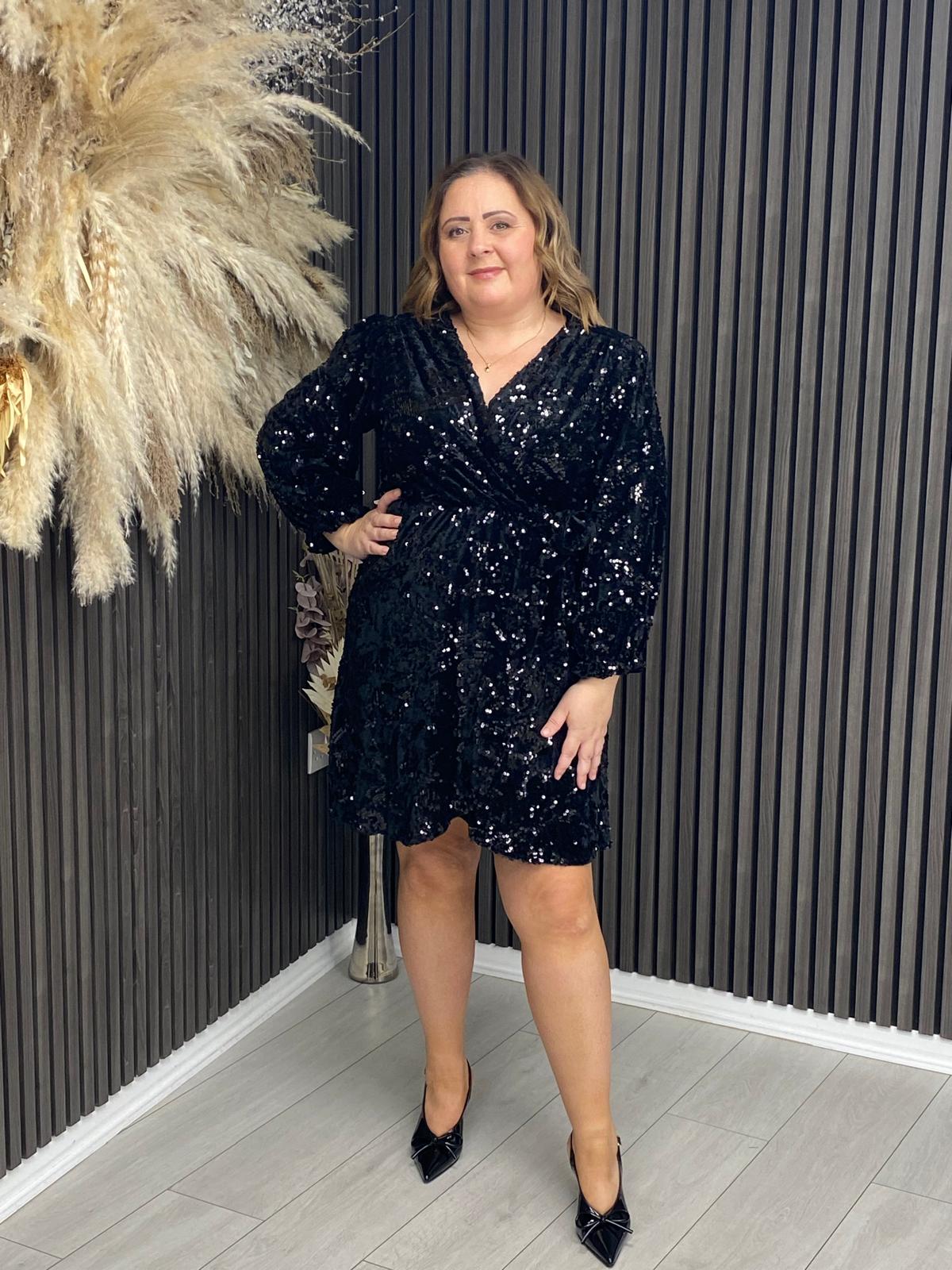 MADDIE DRESS - BLACK SEQUIN