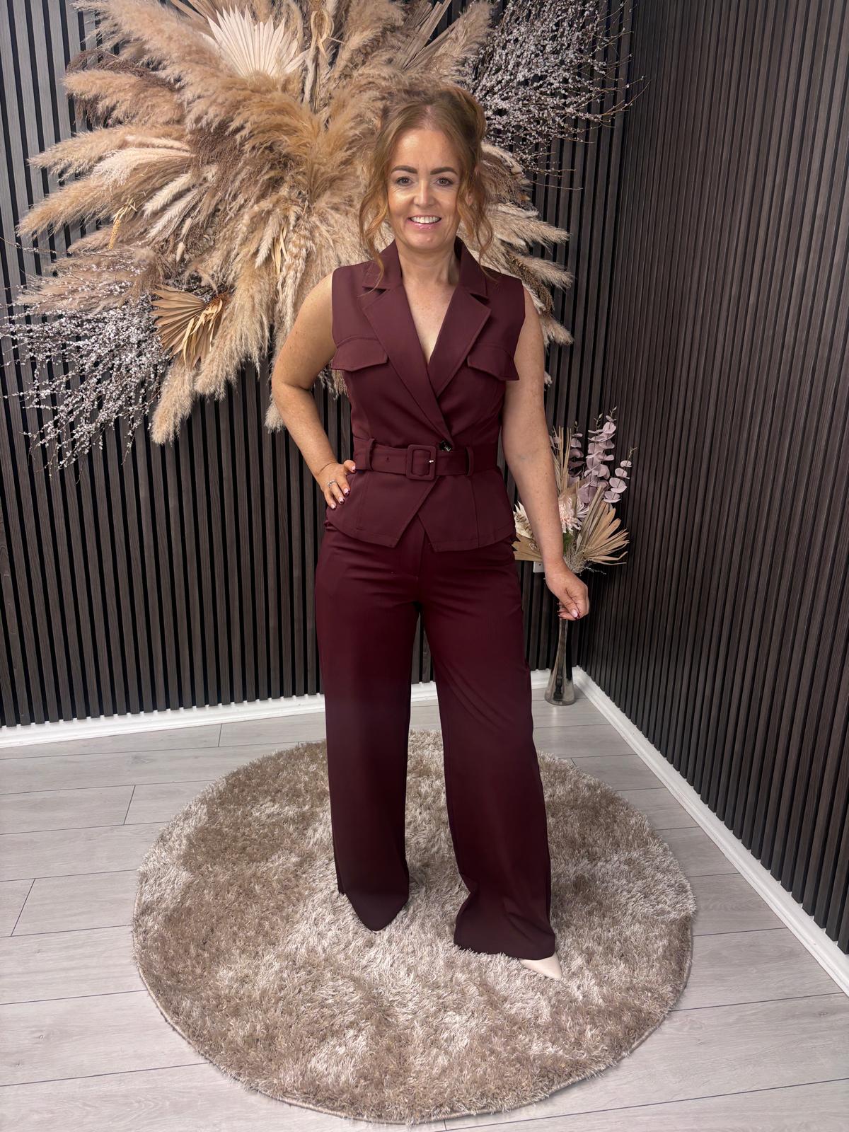 AVA TROUSERS - BURGUNDY