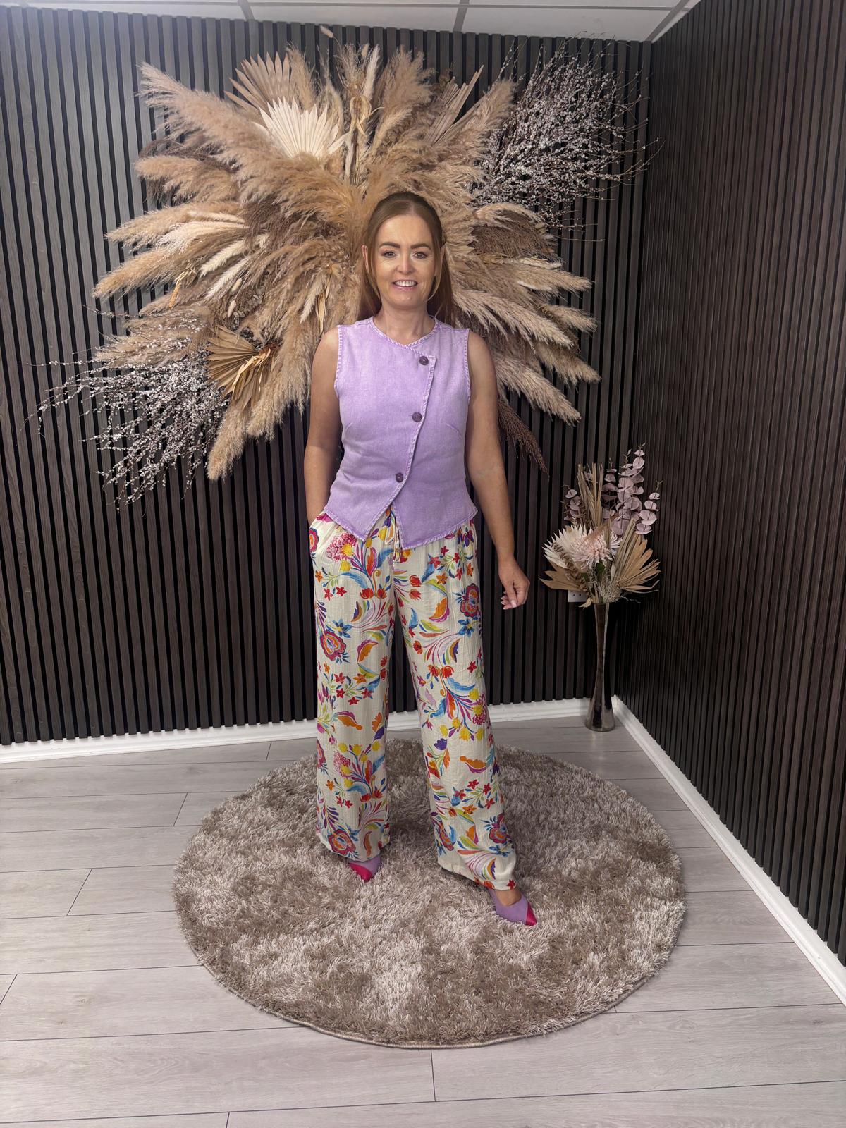 RACHEL WIDE LEG TROUSERS  - MULTI