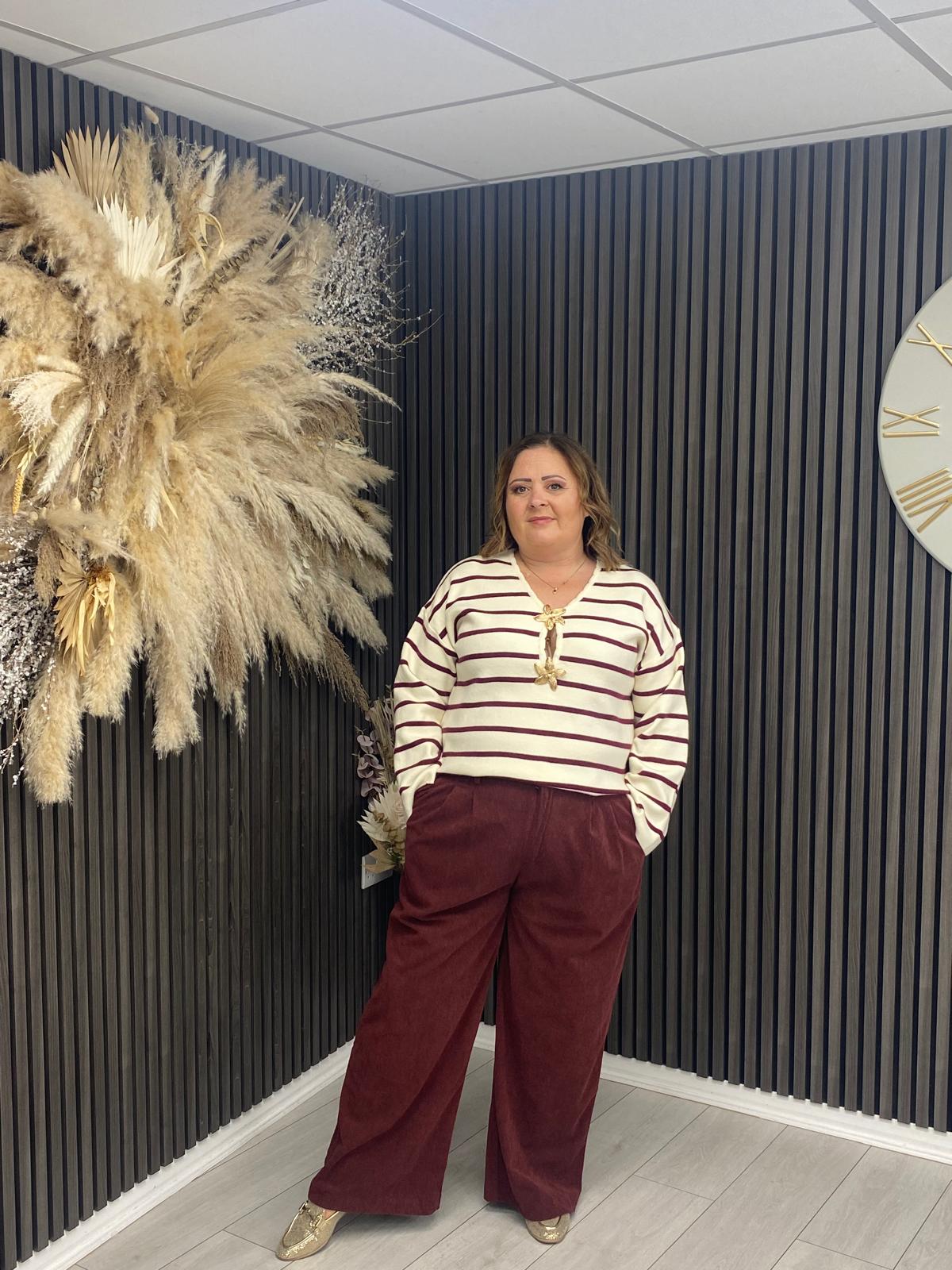 JANET TROUSERS -  BURGUNDY