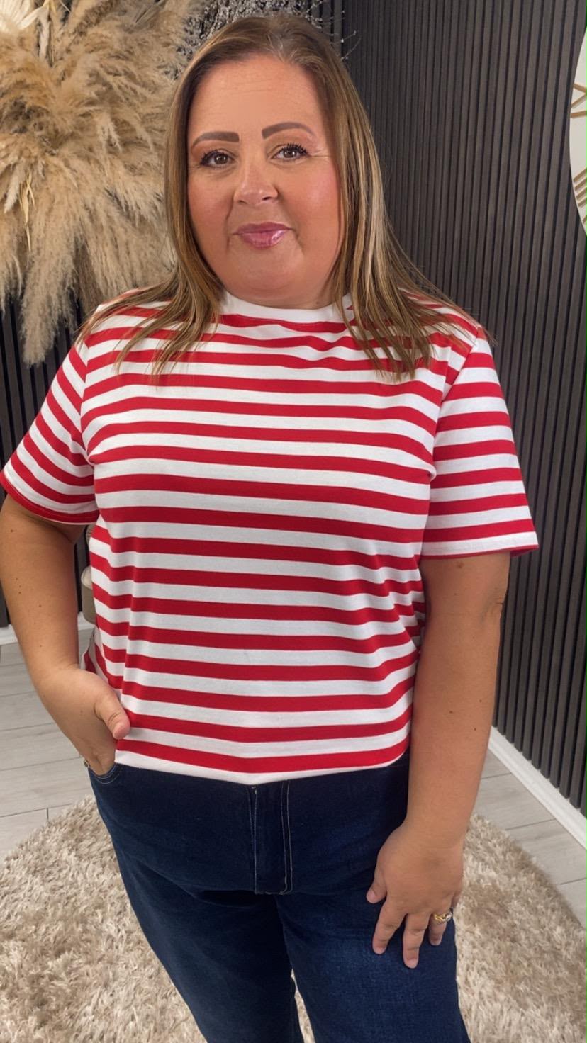 KRYSTAL T-SHIRT - RED/WHITE