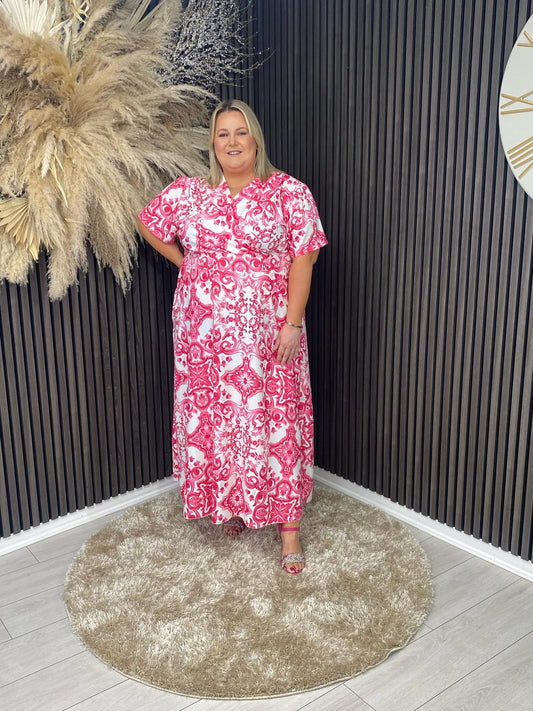 CERYS DRESS - PINK/WHITE