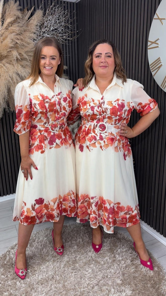 HOLLAND DRESS - CREAM PINK FLORAL