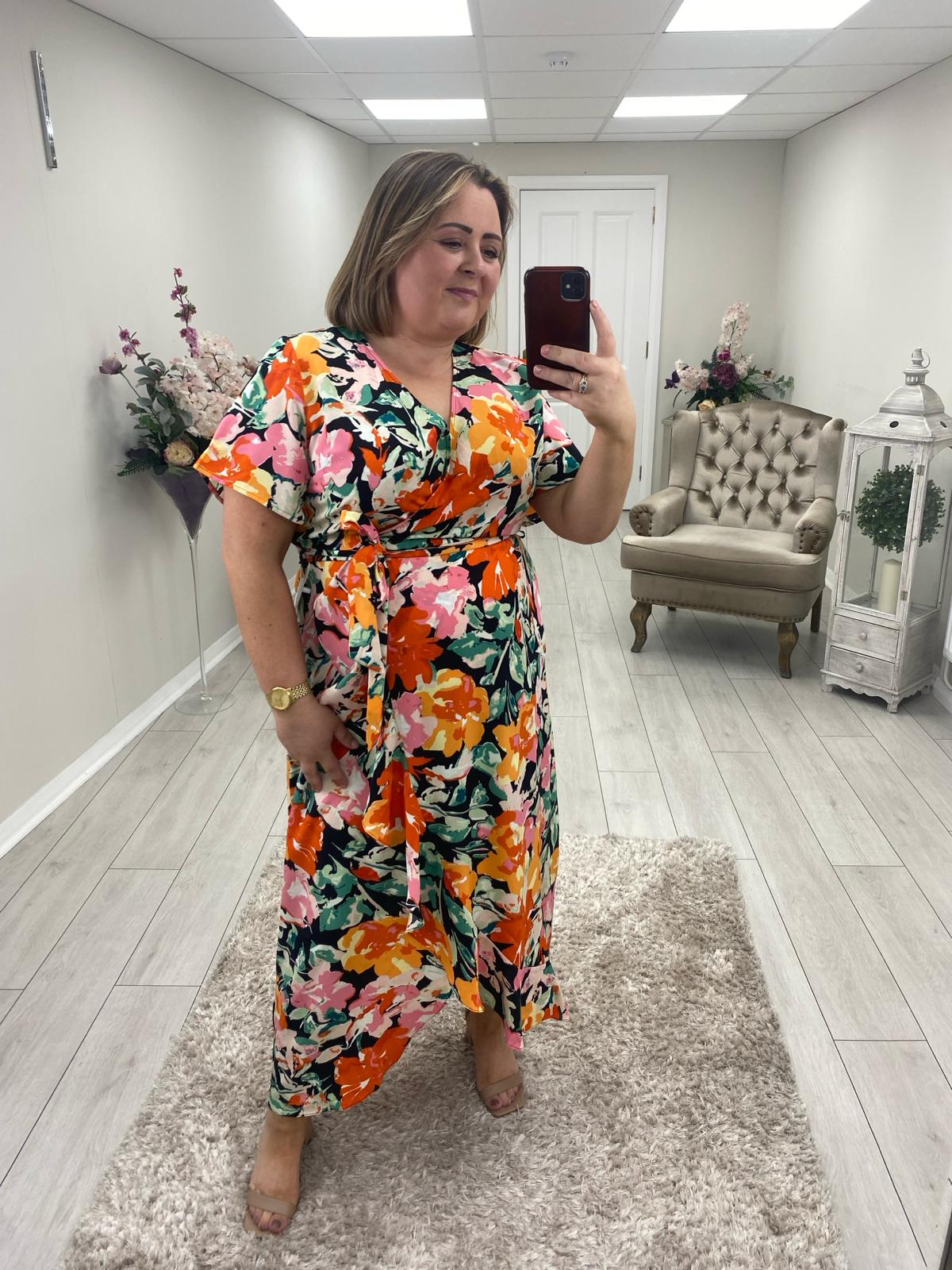 FARRAH DRESS - ORANGE FLORAL