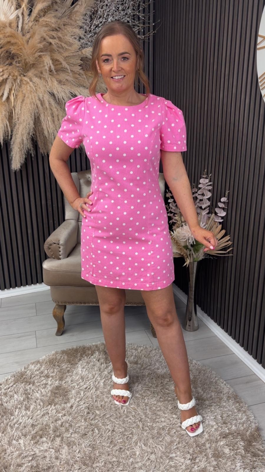 MARSHA DRESS - PINK/SPOT