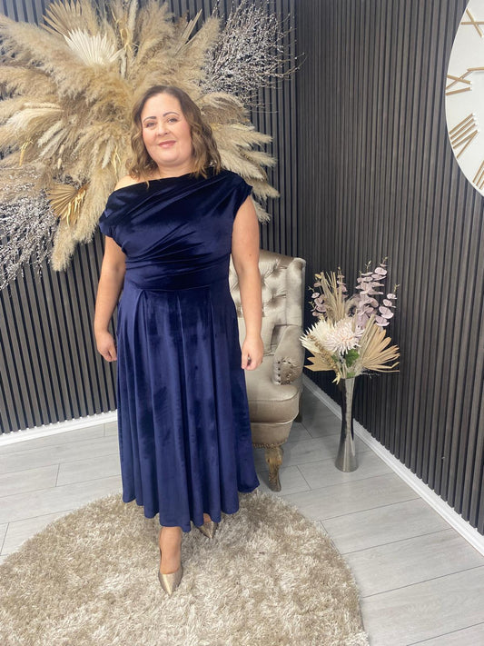 BETTY DRESS - NAVY VELVET