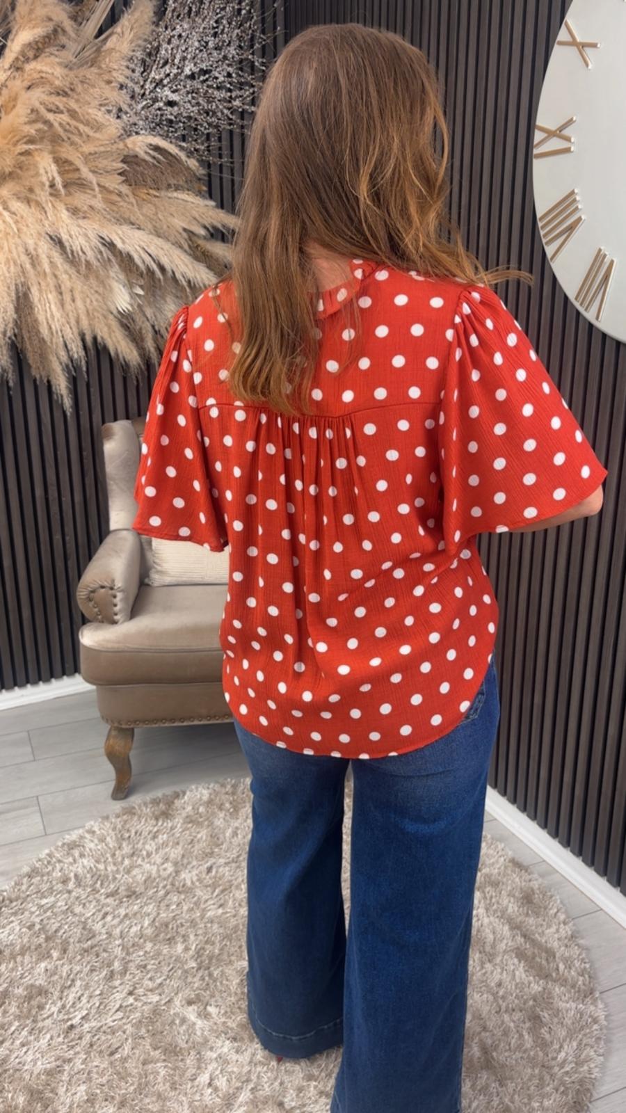 ORLANDA TOP - RED/WHITE SPOT