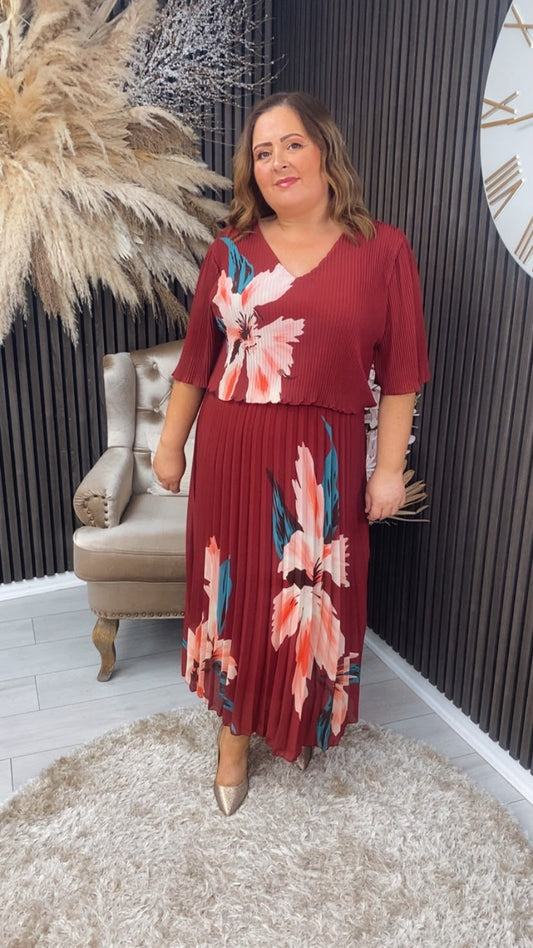 VALENCIA DRESS - BURGUNDY FLORAL