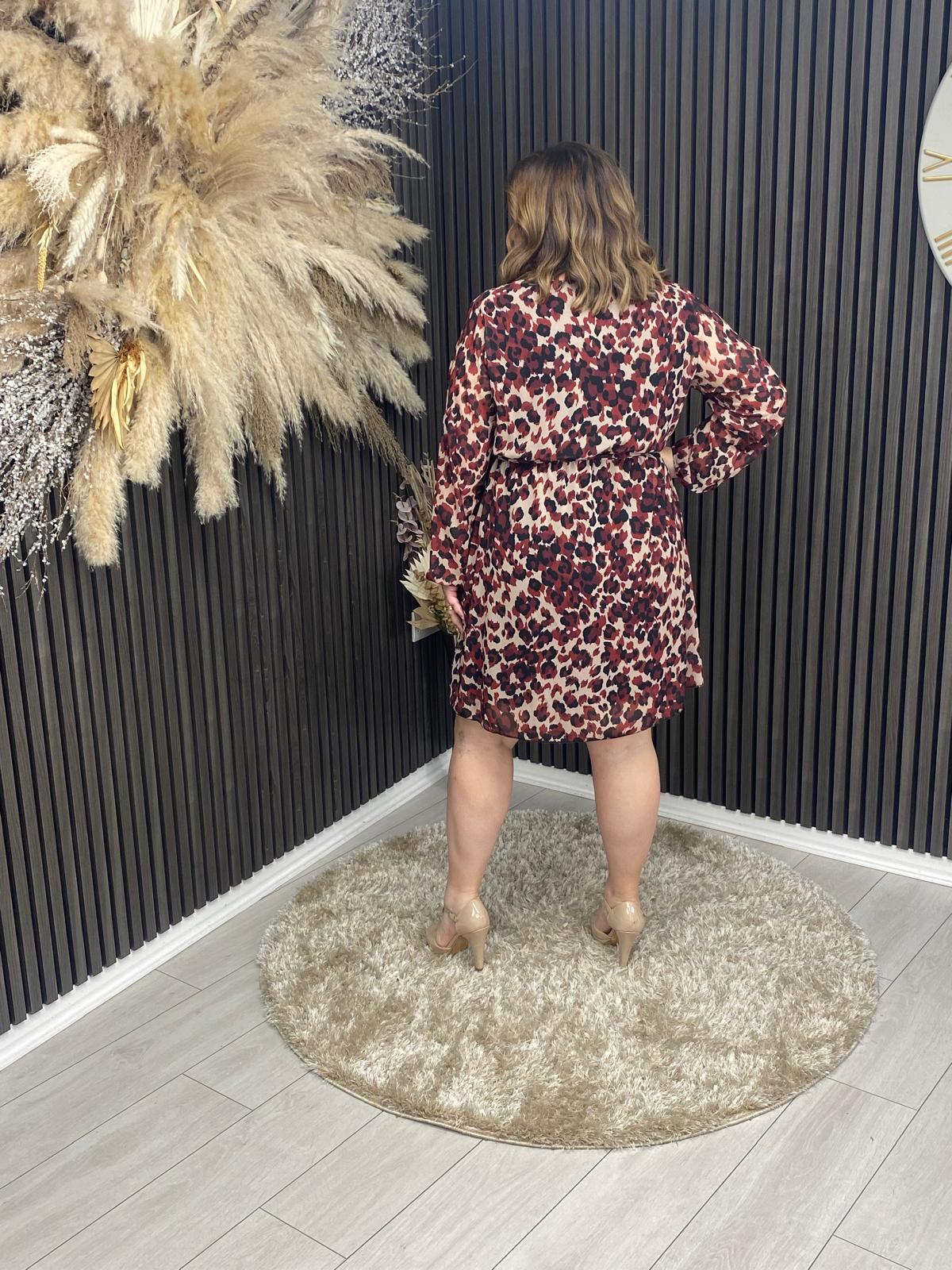 MARIA DRESS - BURGUNDY ANIMAL