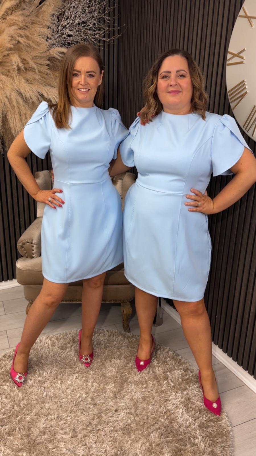 AMI TULIP DRESS - POWDER BLUE