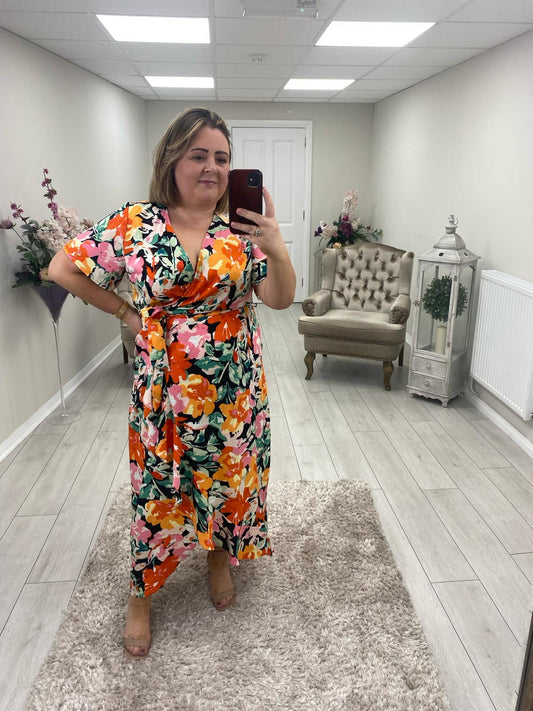 FARRAH DRESS - ORANGE FLORAL