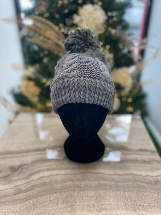 GILLIAN BOBBLE HAT - GREY