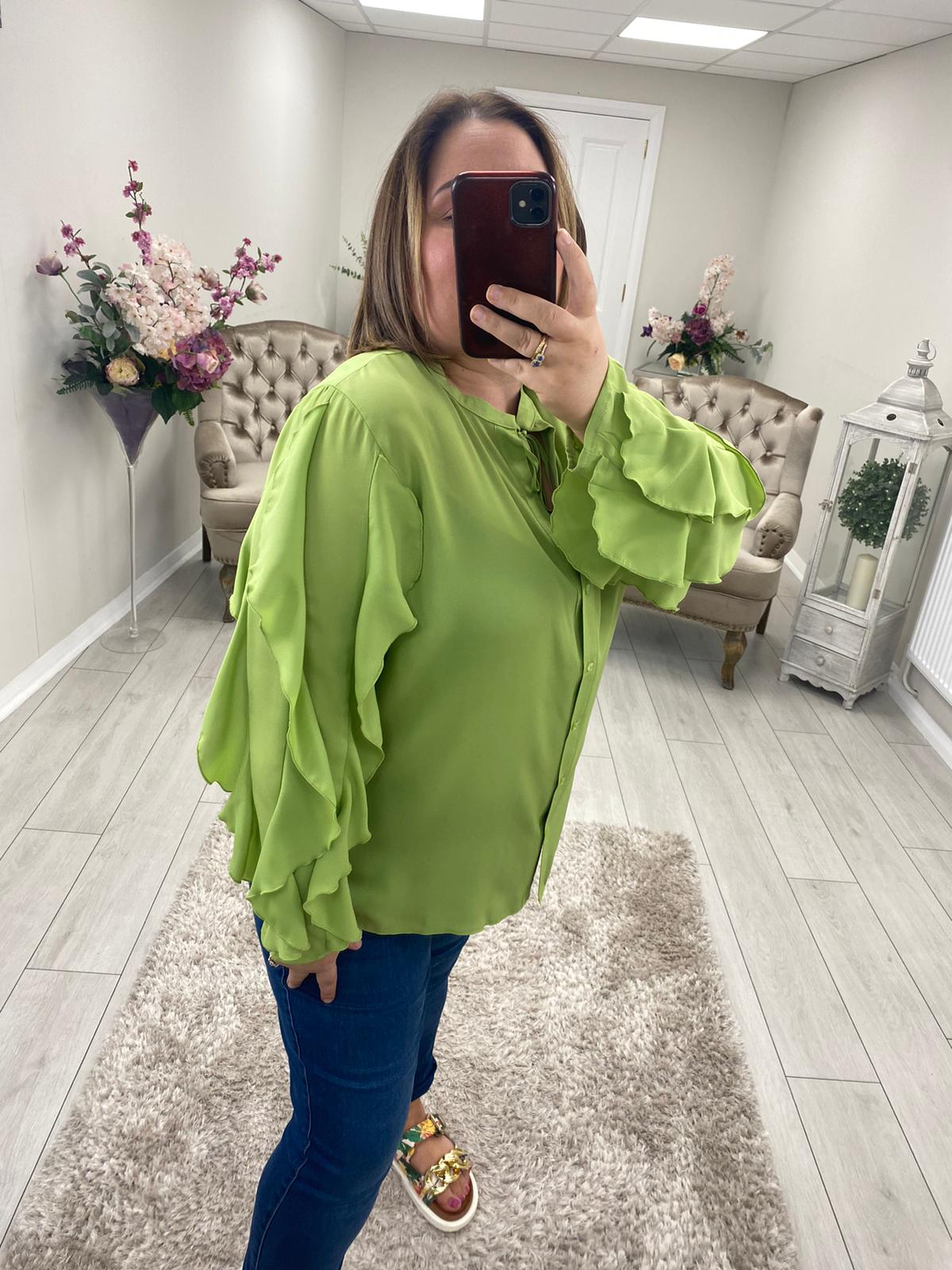 CARA-BELLA BLOUSE - LIME