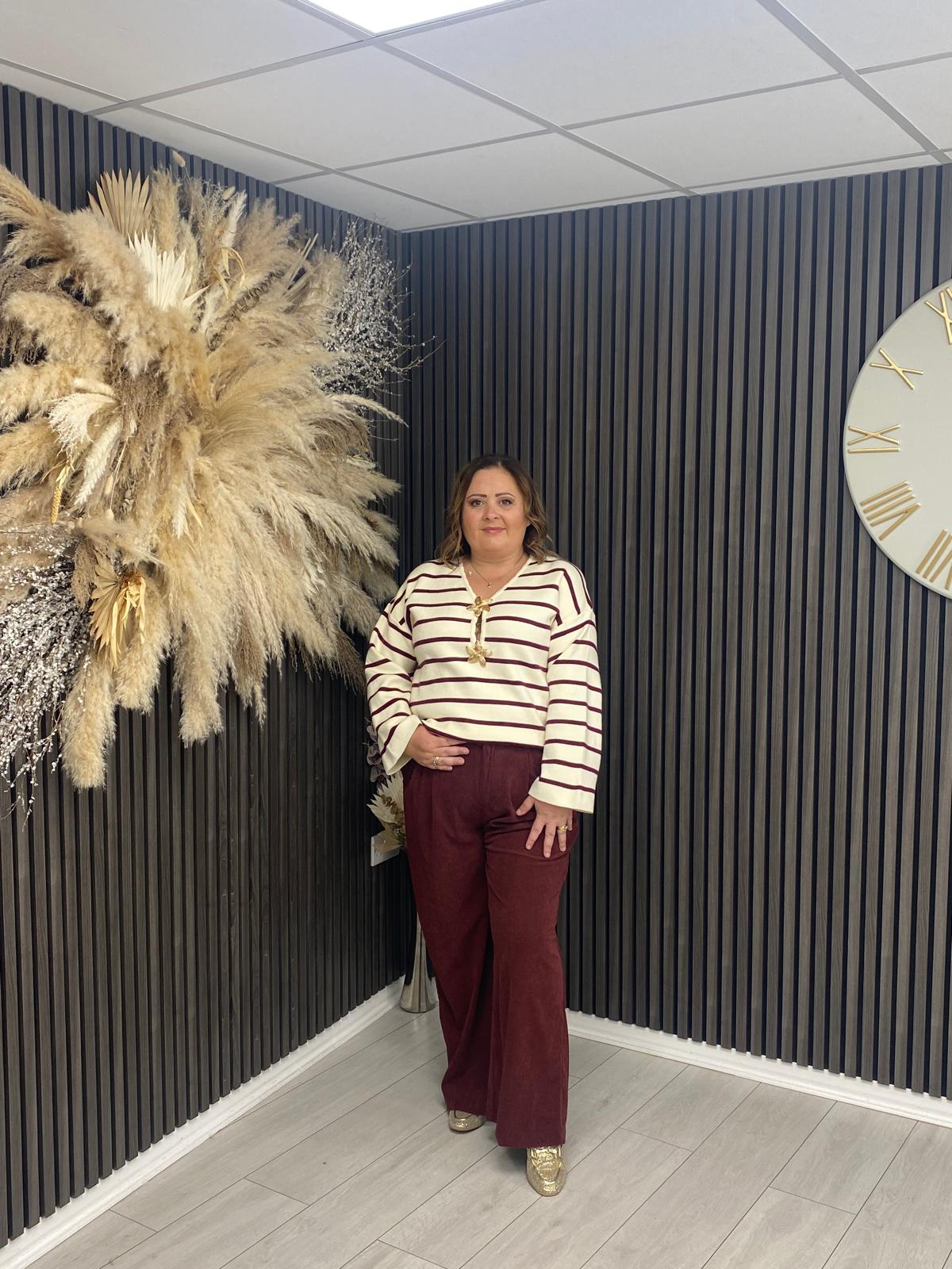 JANET TROUSERS -  BURGUNDY