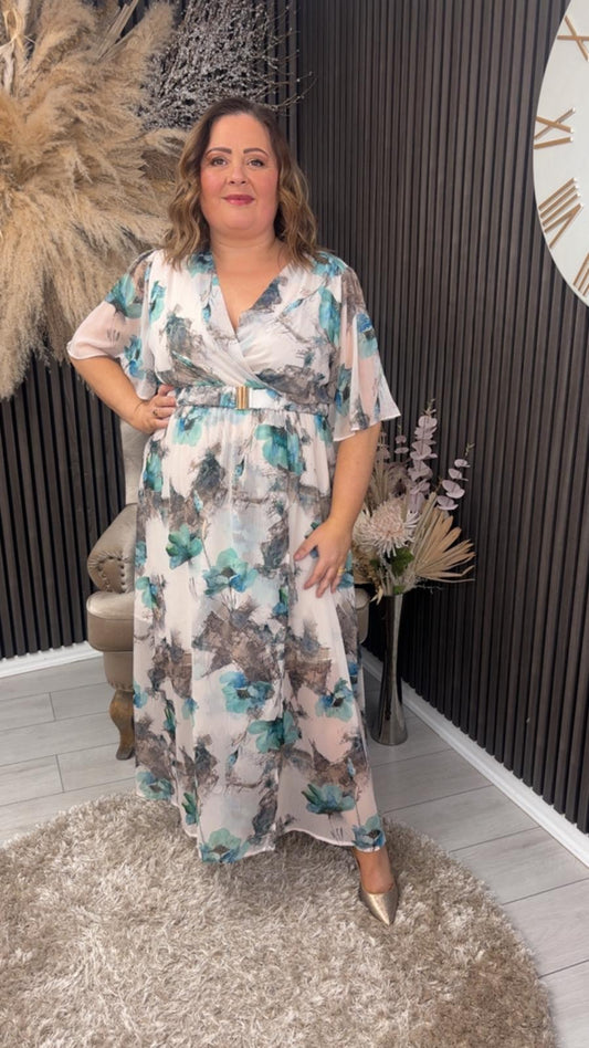 TRISH DRESS - CREAM/MINT