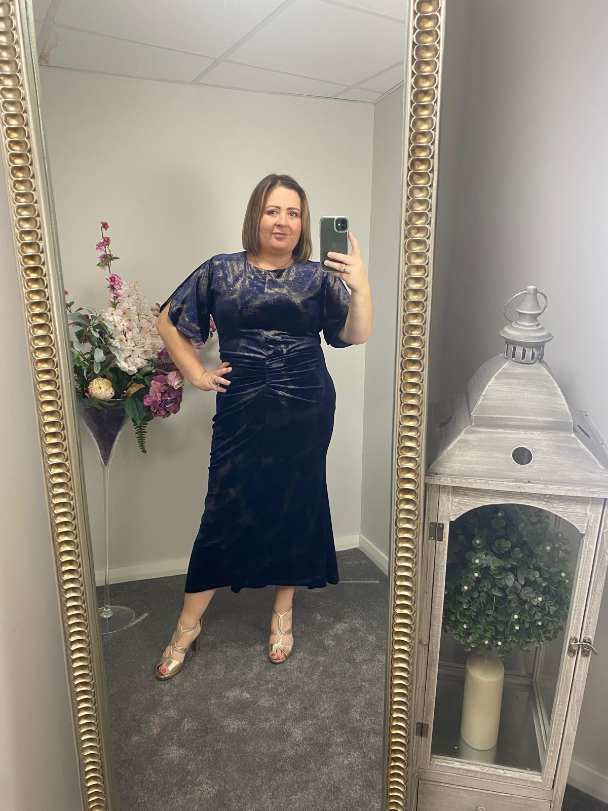 CLEO DRESS NAVY GOLD The Boutique