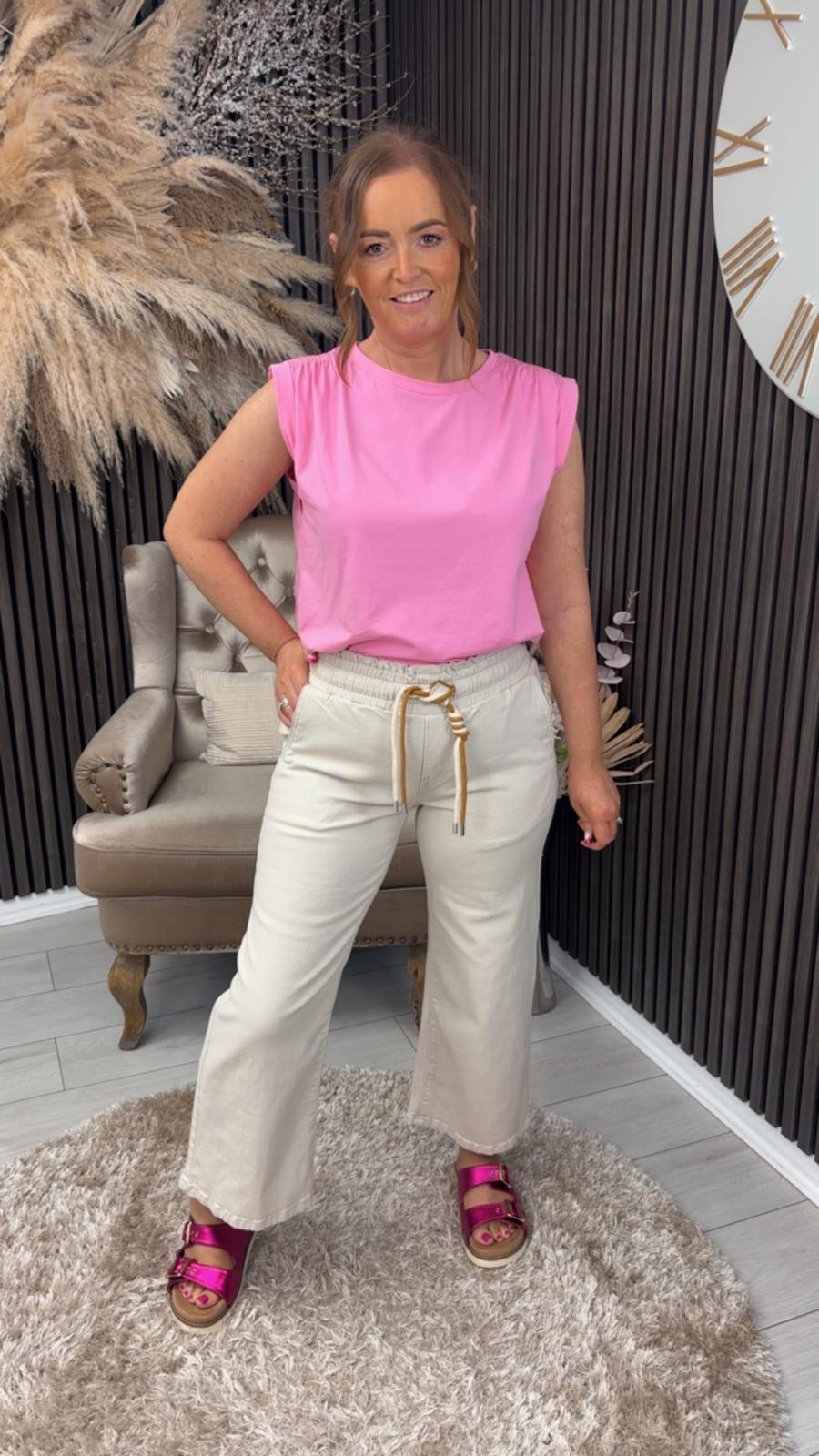 SUZANNE CROPPED JEANS - BEIGE