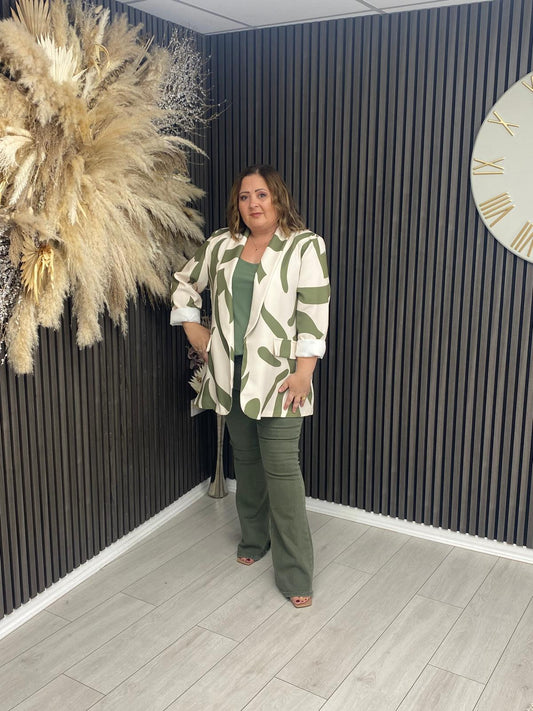 CYNTHIA BLAZER - CREAM/GREEN