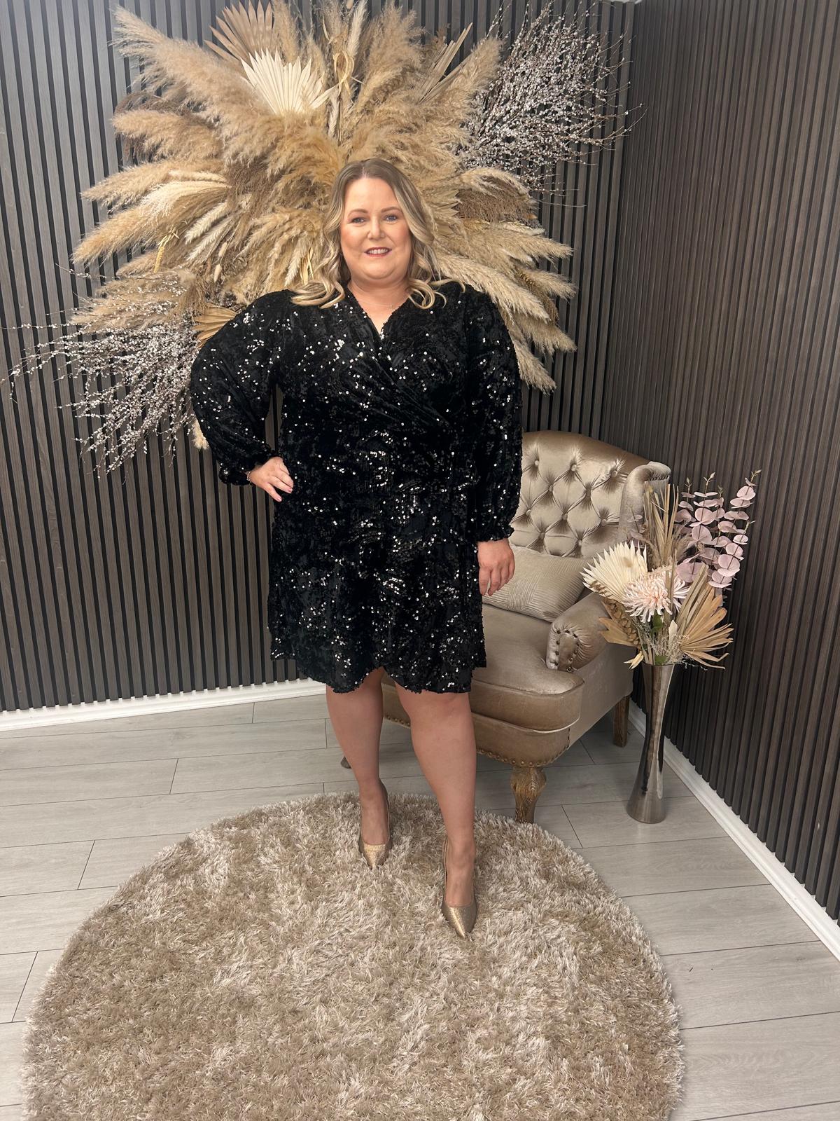 MADDIE DRESS - BLACK SEQUIN