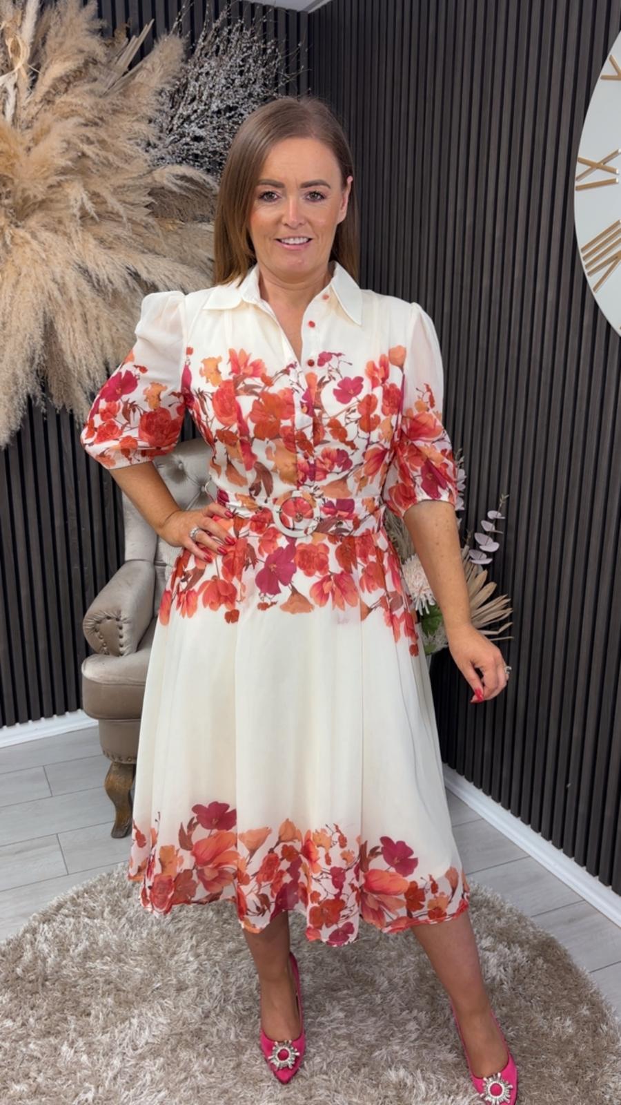 HOLLAND DRESS - CREAM PINK FLORAL