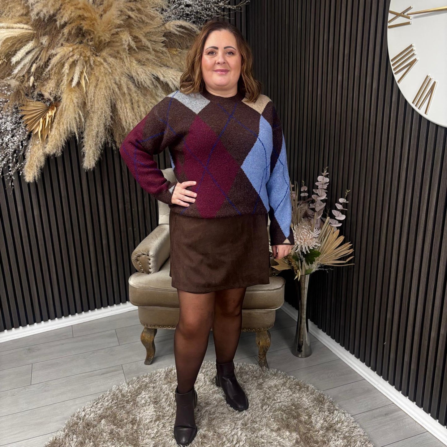 GILLY JUMPER - BROWN/BLUE