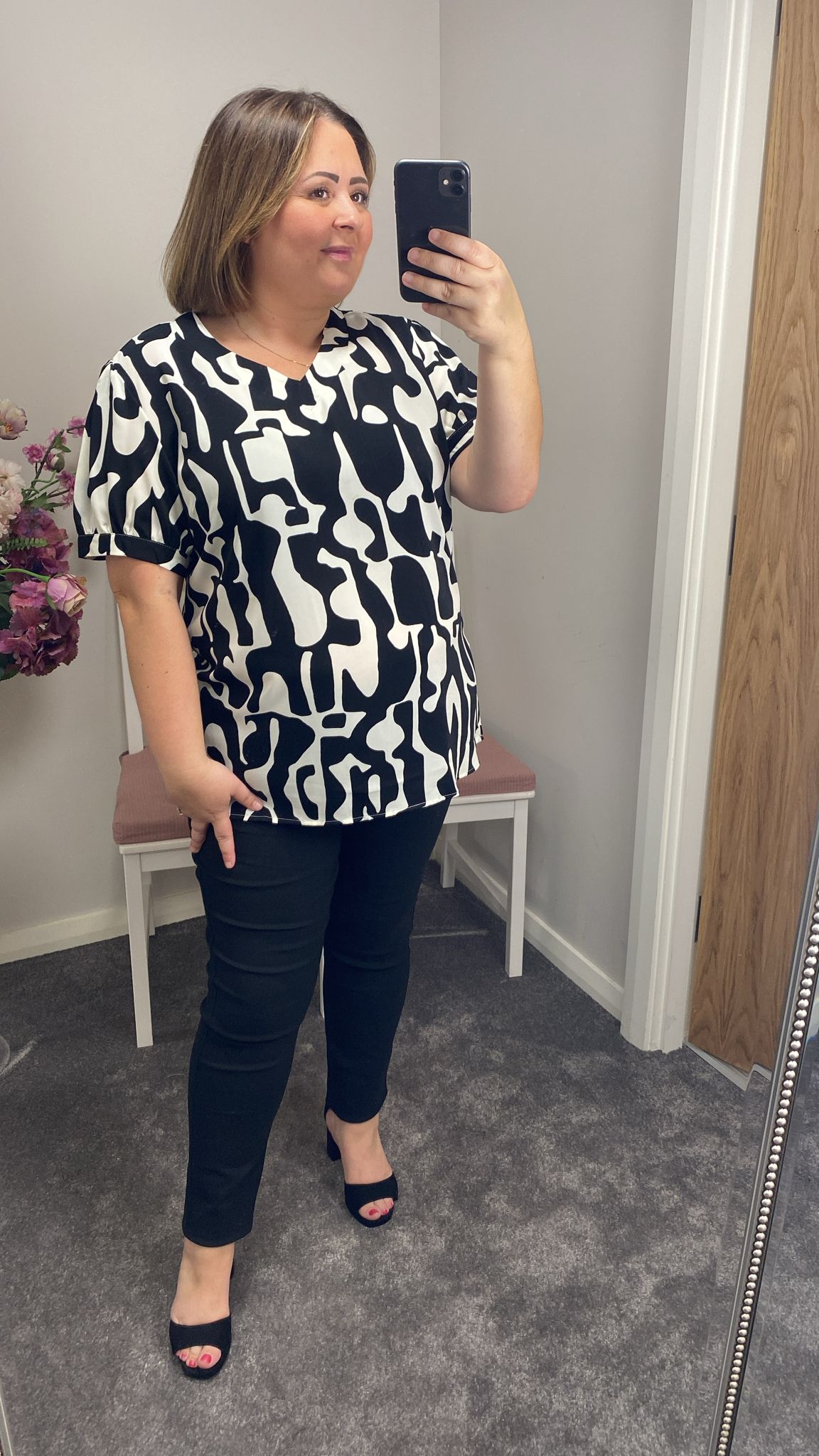 DOREEN TOP - BLACK/WHITE