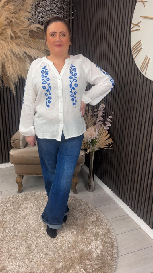 TRINITY SHIRT - WHITE/BLUE