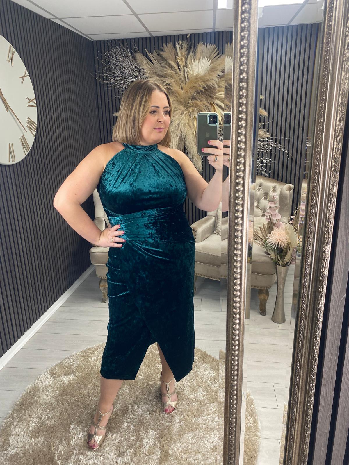ALESSIA HALTER DRESS - GREEN