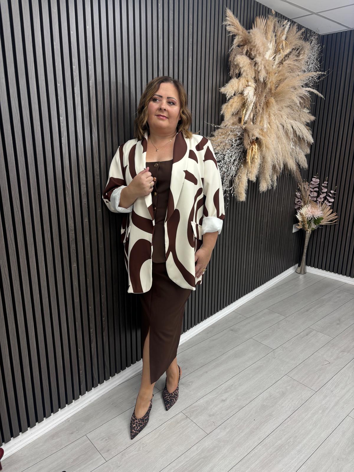 CYNTHIA BLAZER - CREAM/BROWN