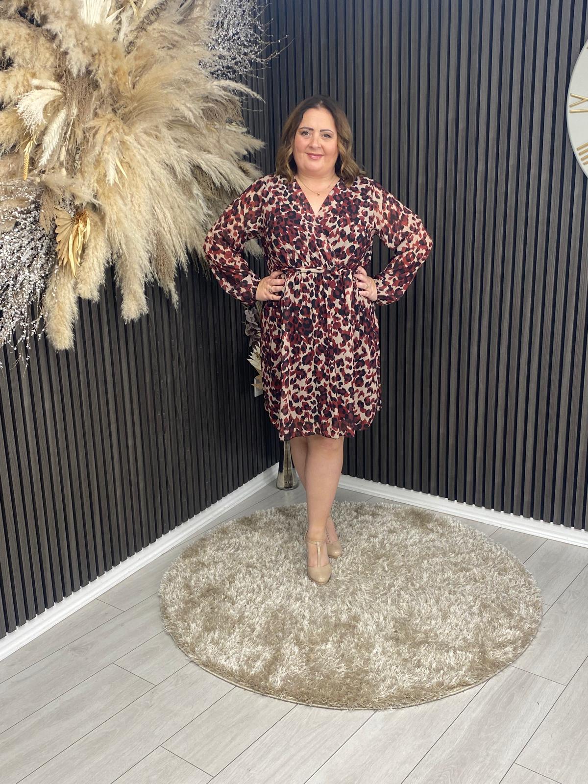 MARIA DRESS - BURGUNDY ANIMAL