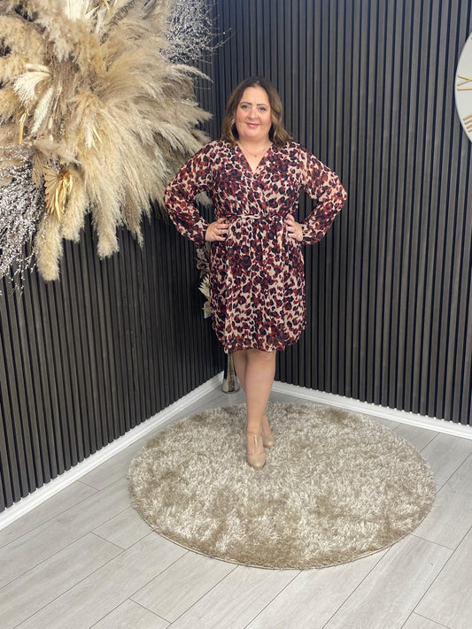 MARIA DRESS - BURGUNDY ANIMAL