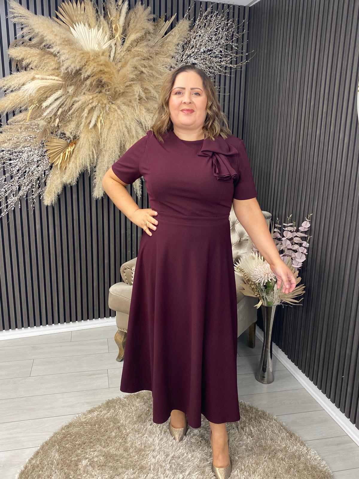 MINTA BOW DRESS - PLUM