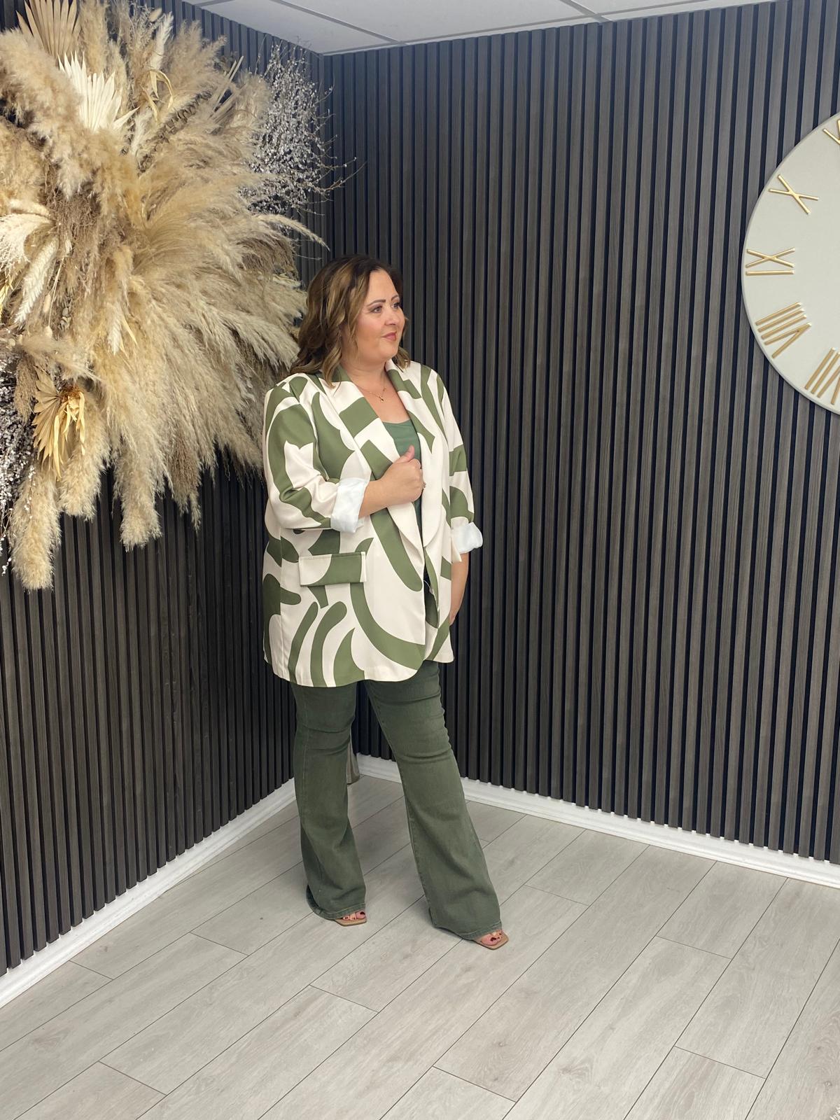 CYNTHIA BLAZER - CREAM/GREEN