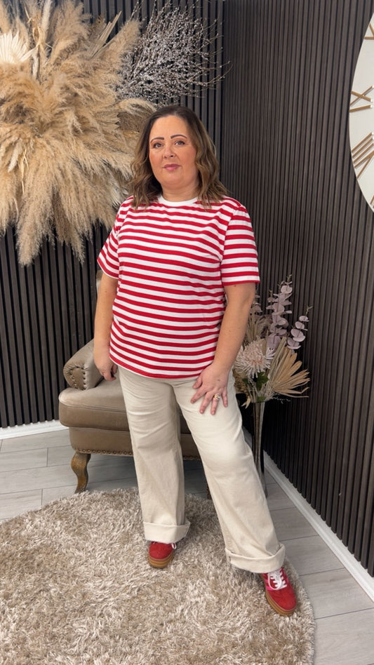 KRYSTAL T-SHIRT - RED/WHITE