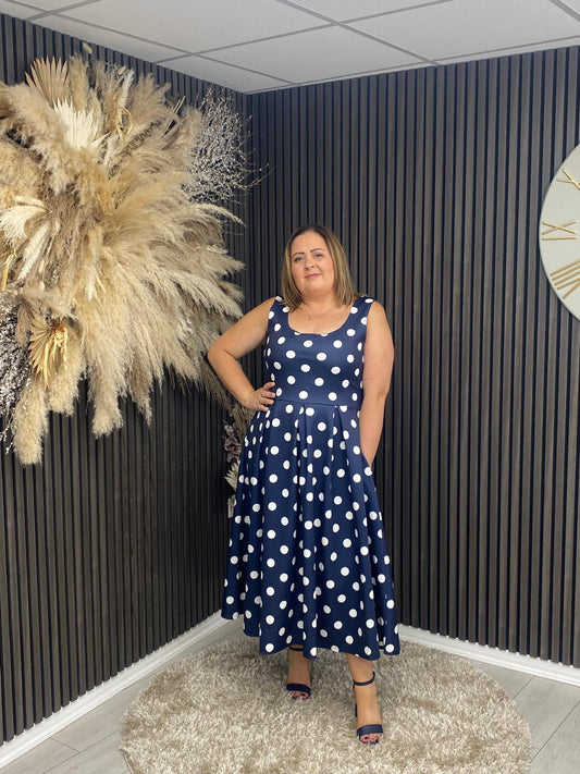ERICA DRESS - NAVY SPOT