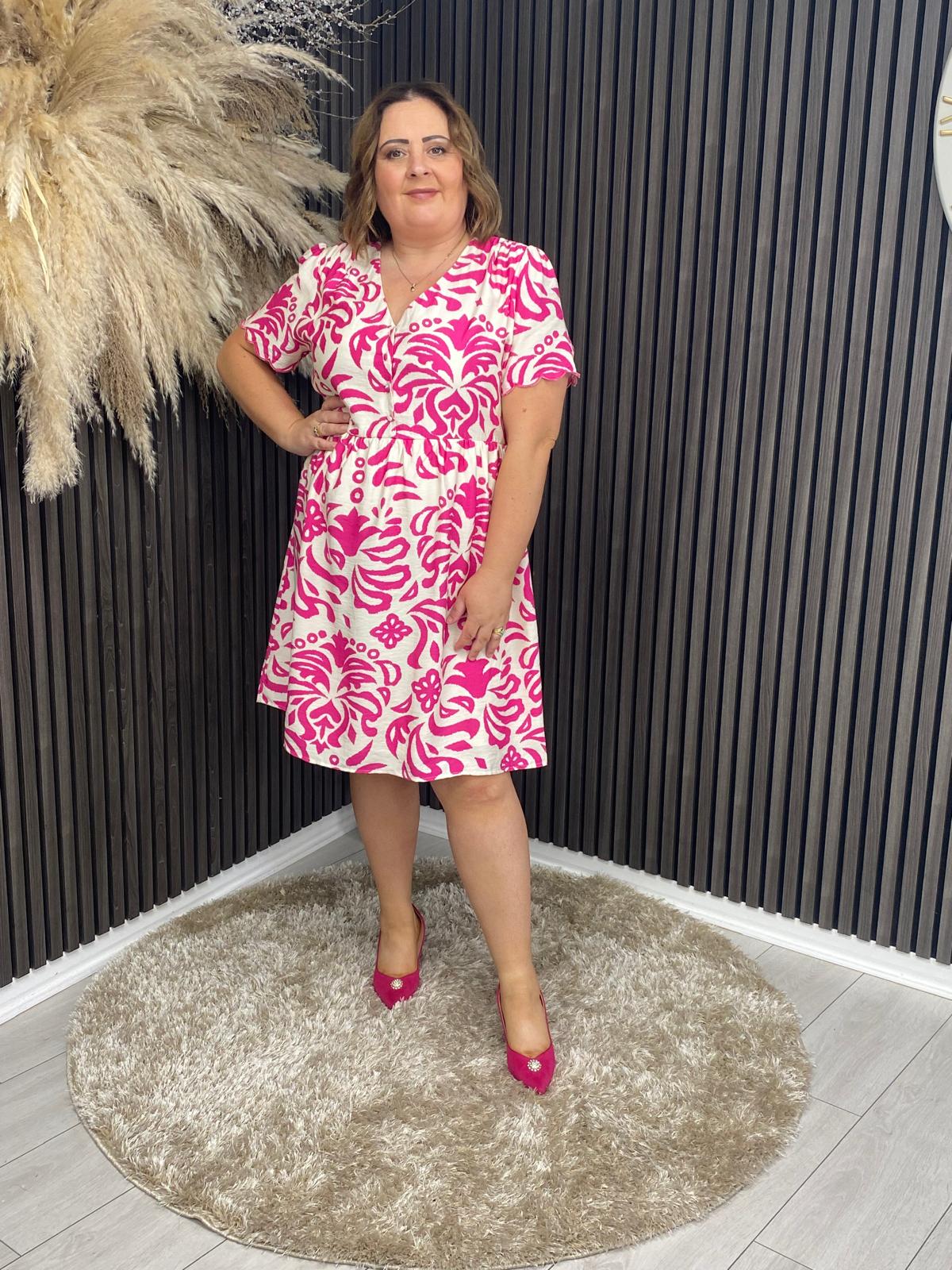 TORI DRESS - PINK/CREAM