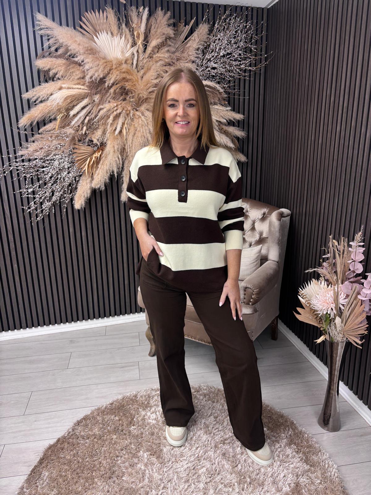 LORRAINE JUMPER - CREAM/BROWN