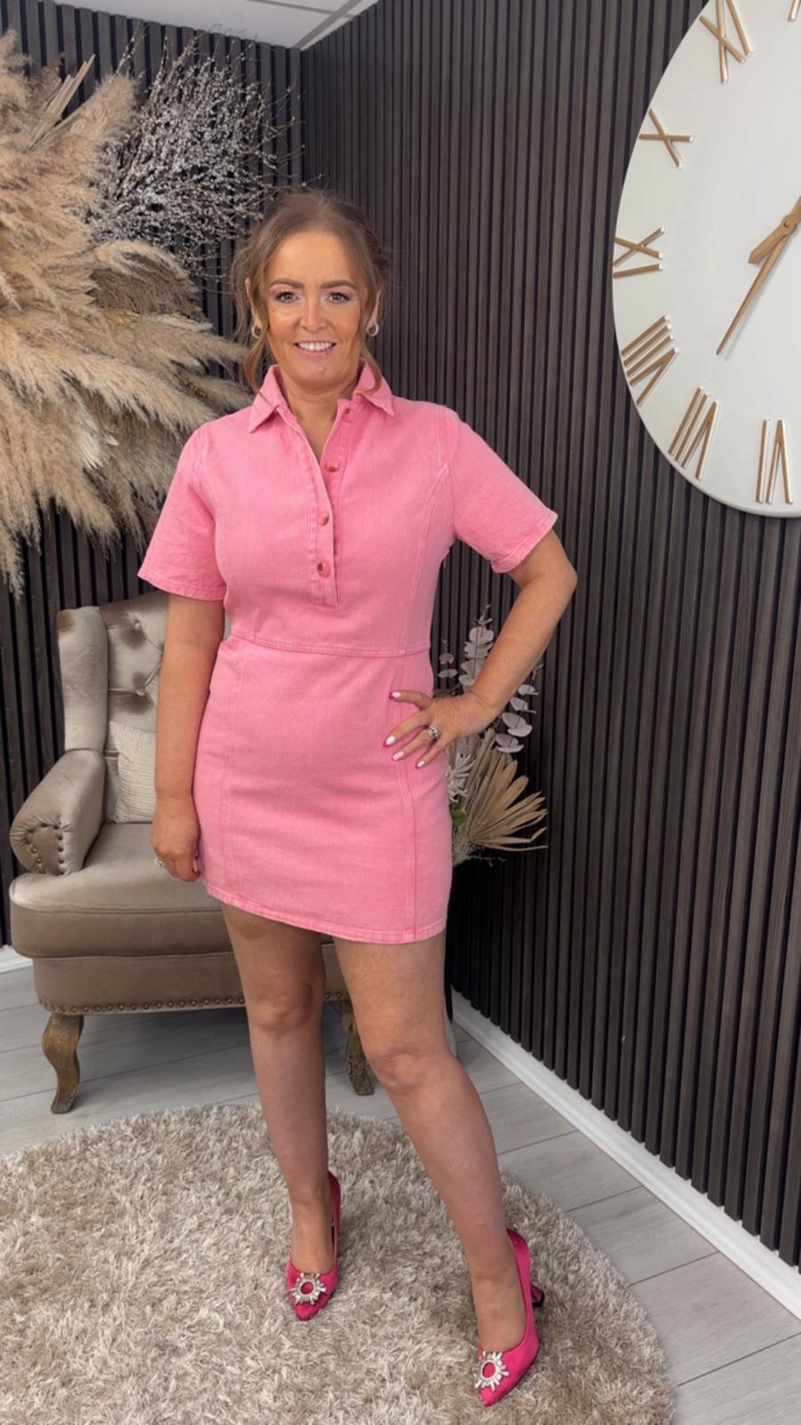 HARLEY DENIM DRESS - PINK