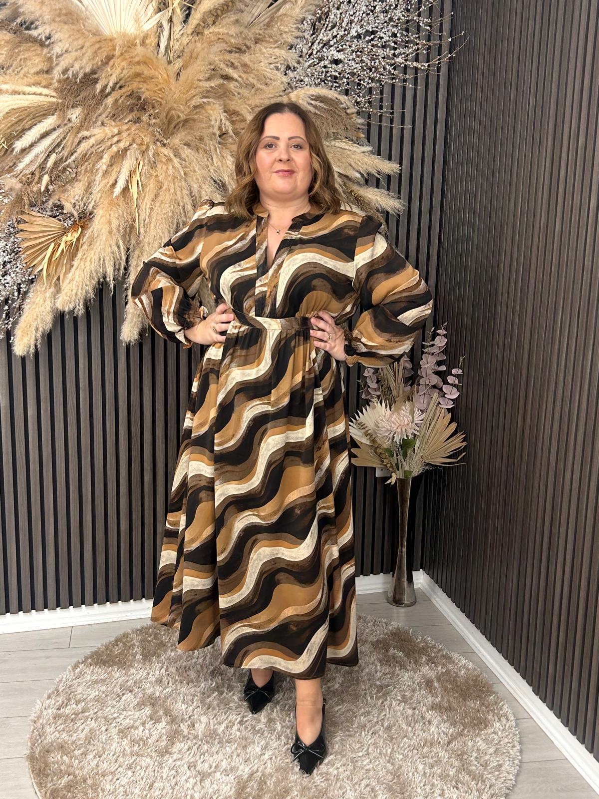 MELISSA DRESS - CAMEL/BROWN
