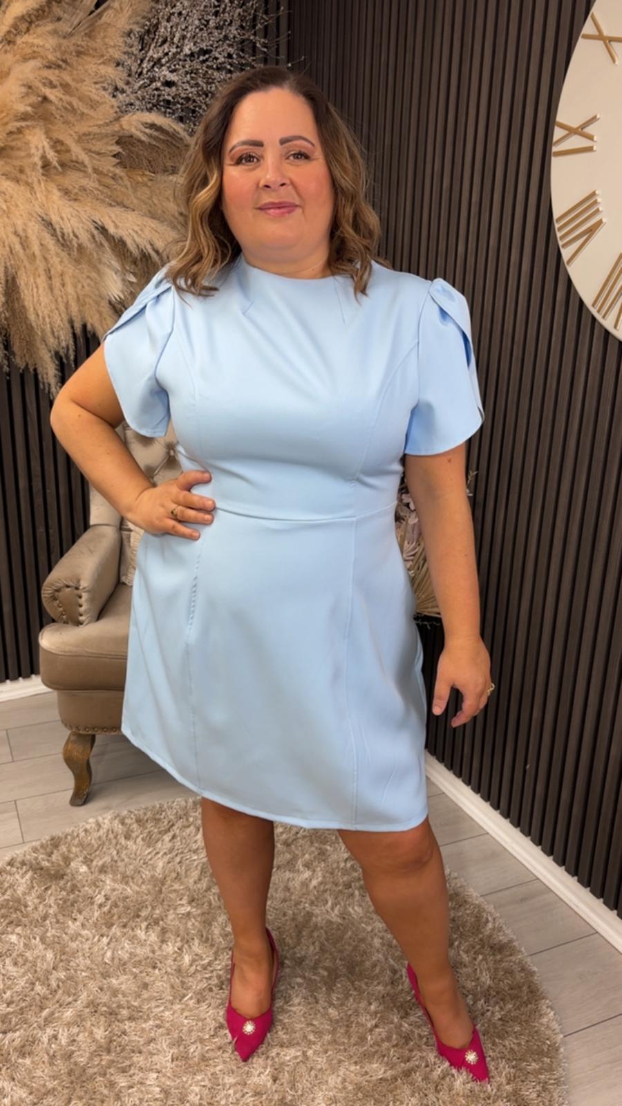 AMI TULIP DRESS - POWDER BLUE