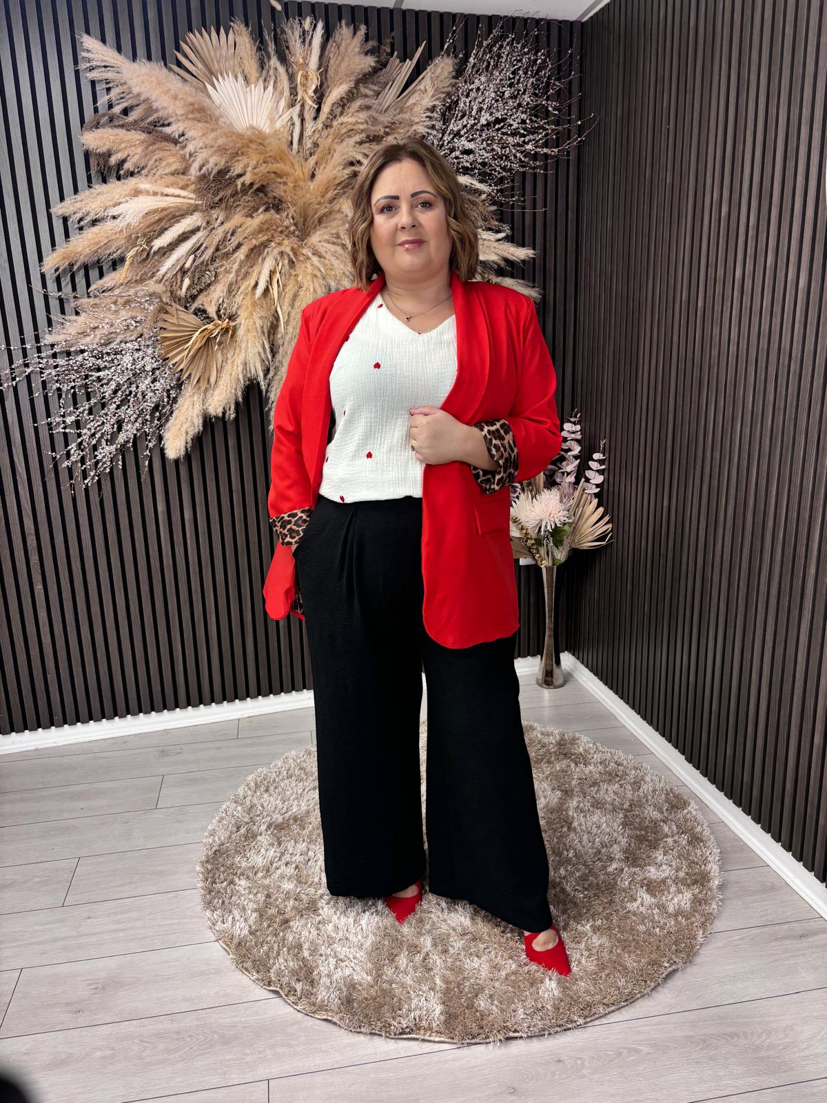 LOLA TOP - WHITE/RED