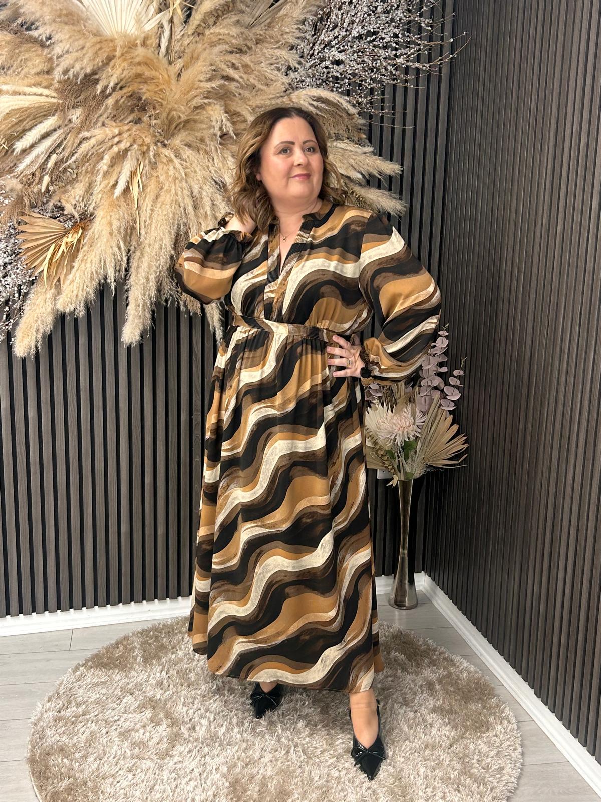 MELISSA DRESS - CAMEL/BROWN