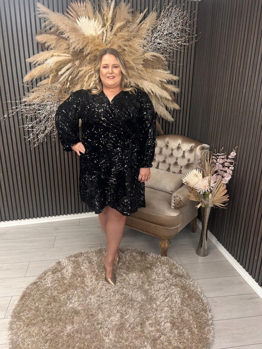 MADDIE DRESS - BLACK SEQUIN