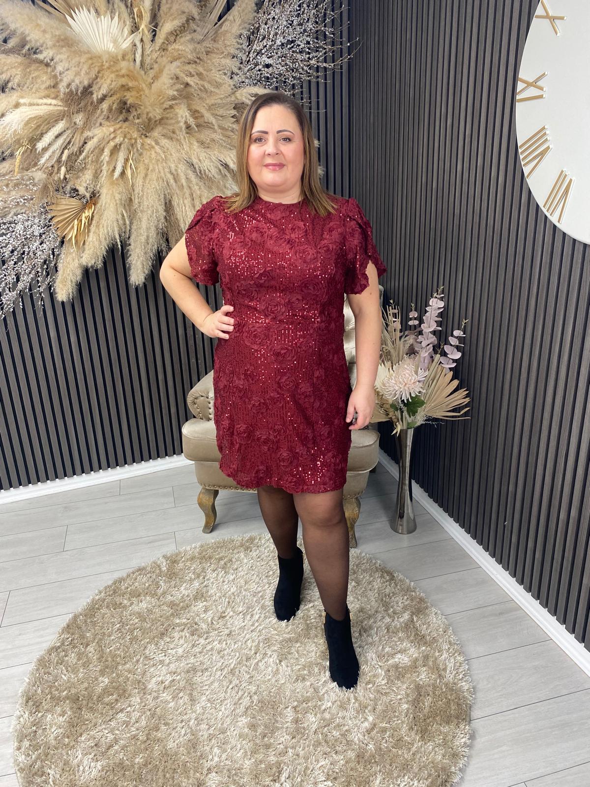 AMI DRESS - BERRY 3D FLORAL