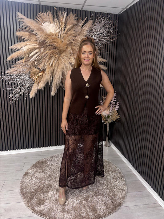 RIANNA SKIRT - BROWN